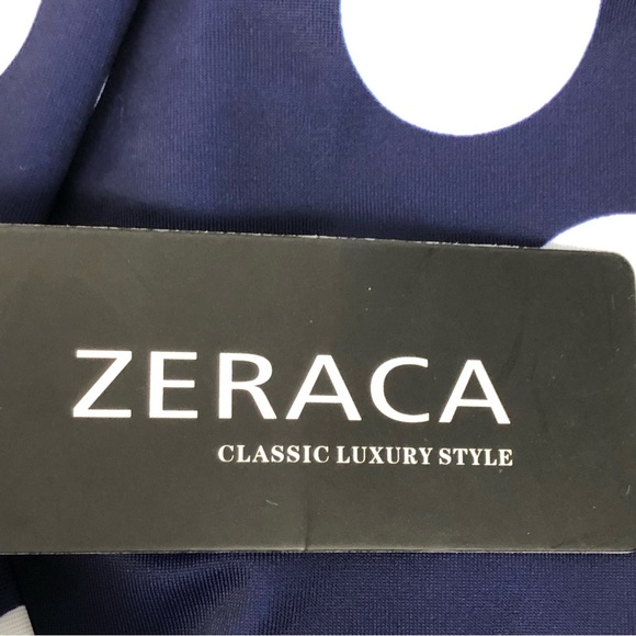 Zeraca Classic Luxury retro style polka dot bathing suit Med blue/ white - Picture 9 of 12